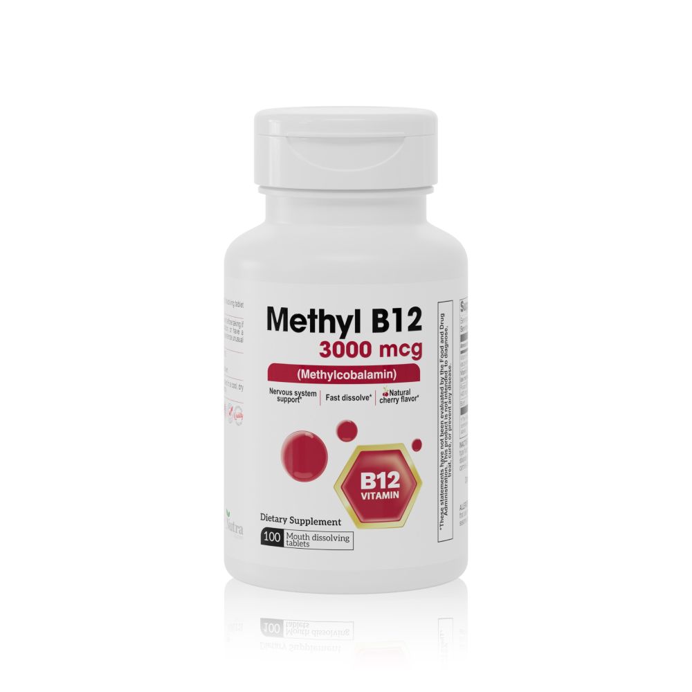 Methyl B-12  3,000mcg  (MethylCobalamin b12), 100 Mouth Dissolving Tablets